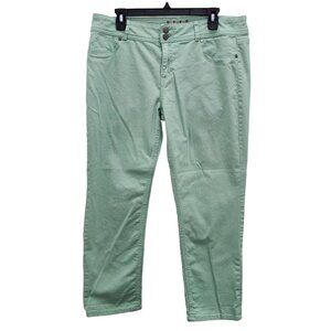 Elle Paris Woman's Mint Green Stretch Cropped Denim Ankle Jeans Plus Size 16